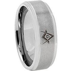(Wholesale)Tungsten Carbide Masonic Step Edges Ring - 3645