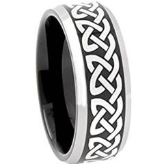 (Wholesale)Tungsten Carbide Celtic Beveled Edges Ring - 3653