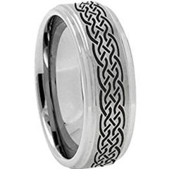(Wholesale)Tungsten Carbide Celtic Step Edges Ring - 3654