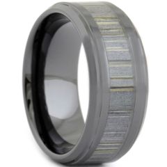 (Wholesale)Black Tungsten Carbide Wood Ring - TG3668