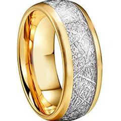 (Wholesale)Gold Tungsten Carbide Imitate Meteorite Ring - TG2593