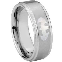 (Wholesale)Tungsten Carbide Batman Step Edges Ring - TG3890