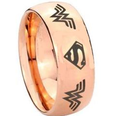 (Wholesale)Tungsten Carbide Wonder Woman Superman Ring - TG3893