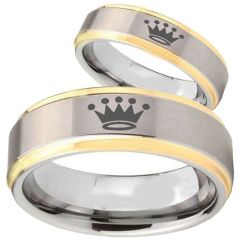 (Wholesale)Tungsten Carbide Crown Step Edges Ring - TG3920