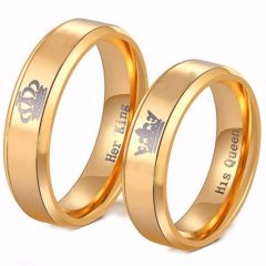 (Wholesale)Tungsten Carbide King Queen Crown Ring - TG4056