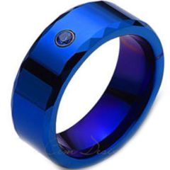 (Wholesale)Tungsten Carbide Faceted Ring With CZ - TG4115
