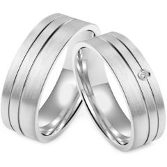 (Wholesale)Tungsten Carbide Offset Double Groove Ring - TG4237