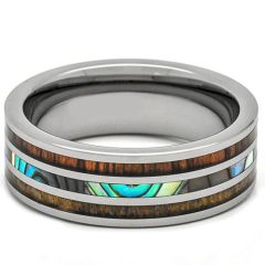 (Wholesale)Tungsten Carbide Wood & Shell Ring - TG4285