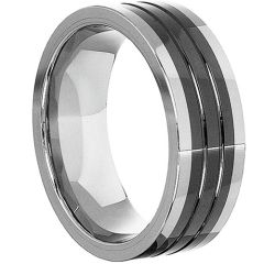 (Wholesale)Tungsten Carbide Double Grooves Ring - TG4291
