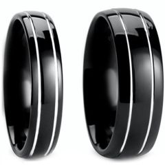 (Wholesale)Tungsten Carbide Double Groove Ring - TG4296