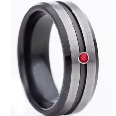 (Wholesale)Tungsten Carbide Ring With Created Ruby-TG4301