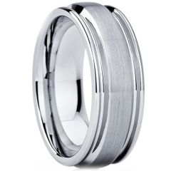 (Wholesale)Tungsten Carbide Double Groove Ring - TG4305