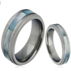 (Wholesale)Tungsten Carbide Abalone Shell Ring-4307