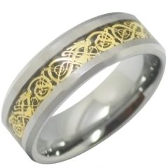 (Wholesale)Tungsten Carbide Beveled Edges Dragon Ring - TG4310