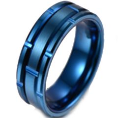 (Wholesale)Tungsten Carbide Brick Pattern Ring - TG4322