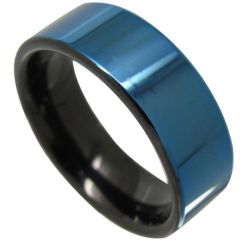 (Wholesale)Tungsten Carbide Black Blue Pipe Cut Ring - TG4348