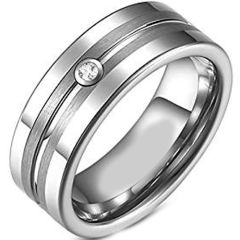 (Wholesale)Tungsten Carbide Ring With Cubic Zirconia - TG4403