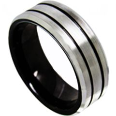 (Wholesale)Tungsten Carbide Double Groove Ring - TG4423
