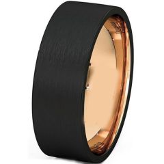 (Wholesale)Tungsten Carbide Black Rose Pipe Cut Ring-4455