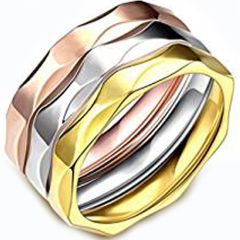(Wholesale)Tungsten Carbide Silver/Rose/Gold Faceted Ring-4544