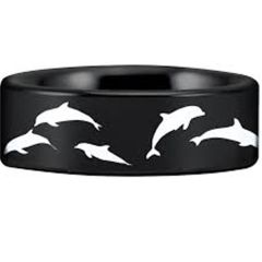 (Wholesale)Black Tungsten Carbide Dolphin Ring - TG4548