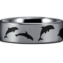 (Wholesale)Tungsten Carbide Dolphin Pipe Cut Ring - TG4554
