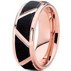 (Wholesale)Tungsten Carbide Black Rose Triangle Pattern Ring-461
