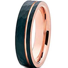 (Wholesale)Tungsten Carbide Black Rose Hammered Ring - TG4617