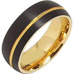 (Wholesale)Tungsten Carbide Black Rose Offset Groove Ring-4618