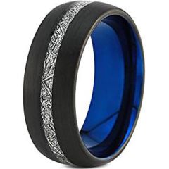 (Wholesale)Tungsten Carbide Black Blue Imitate Meteorite Ring-46