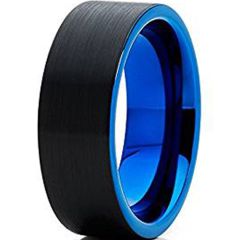 (Wholesale)Tungsten Carbide Black Bue Pipe Cut Ring - TG4647
