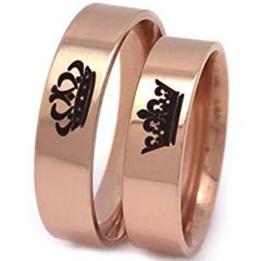 (Wholesale)Tungsten Carbide Pipe Cut King Queen Ring - TG4725