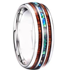 (Wholesale)Tungsten Carbide Wood Abalone Shell Ring - TG4727