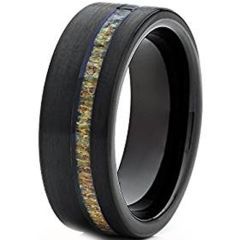 (Wholesale)Black Tungsten Carbide Deer Antler Ring - TG4733A