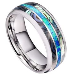 (Wholesale)Tungsten Carbide Abalone Shell Ring-4737