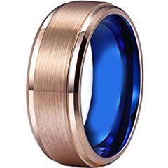 (Wholesale)Tungsten Carbide Rose Blue Step Edges Ring - TG4750