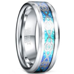 (Wholesale)Tungsten Carbide Celtic Ring With Crushed Opal-5485