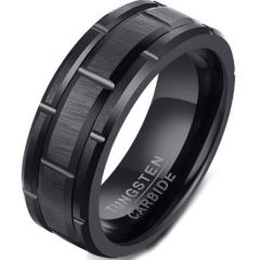 (Wholesale)Black Tungsten Carbide Tire Tread Ring-5511