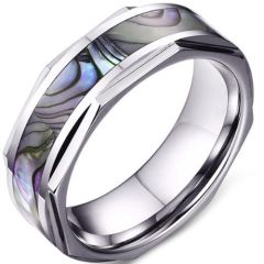 (Wholesale)Tungsten Carbide Abalone Shell Ring-5641