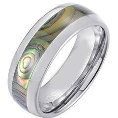 (Wholesale)Tungsten Carbide Abalone Shell Dome Court Ring-5661