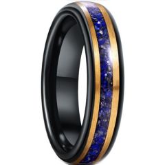 (Wholesale)Tungsten Carbide Black Gold Tone Ring With Crushed Opal-6024
