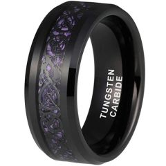 (Wholesale)Black Tungsten Carbide Dragon Carbon Fiber Ring-6861