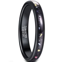 (Wholesale)Black Tungsten Carbide Macaron Turquoise Ring-7033