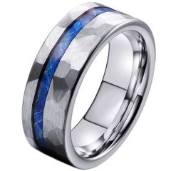 (Wholesale)Tungsten Carbide Faceted Ring With Meteorite-7324