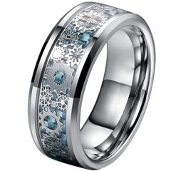 (Wholesale)Tungsten Carbide Gears Ring With Carbon Fiber-7327