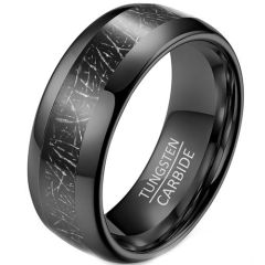 (Wholesale)Black Tungsten Carbide Meteorite Ring-7445