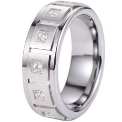 (Wholesale)Tungsten Carbide Ring With Cubic Zirconia-7610
