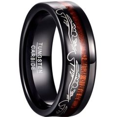 (Wholesale)Black Tungsten Carbide Celtic Ring With Wood-7795
