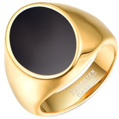 (Wholesale)Gold Tone Tungsten Carbide Ring With Black Resin-7798