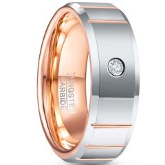 (Wholesale)Tungsten Carbide Rose Silver Ring With Cubic Zirconia-7866